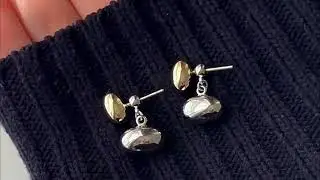 Gold Silver Bean Earring Jackets Metallic Vibe Front and Back Drop Earrings with S925 Silver Pin