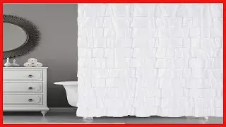 WestWeir Ruffle Shower Curtain,84 inches Extra Long,White Ruffled Bath Curtains for Bathroom
