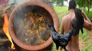Primitive Skills: Amazing Country Chicken Hunting and Cooking | Country Chicken Curry Recipe | PFS