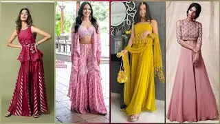 New Stylish Crop Top With Plazo Design/Crop Top Plazo With Shrug Design/Plazo Sharara Dress