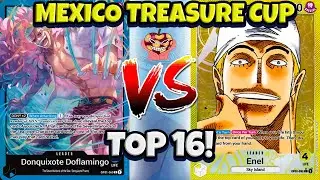 [OP09] CRAZY CLOSE MATCH! MEXICO TREASURE CUP TOP 16! Doflamingo VS Enel ONE PIECE CARD GAME