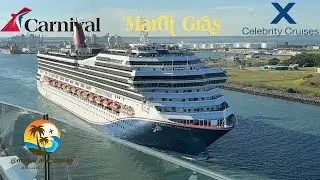 Port Canaveral sail away onboard carnival Mardi Gras featuring Celebrity APEX and Carnival Freedom.