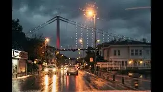 Istanbul Night Drive in Heavy Rain Bebek Coast [4K] - ASMR Rain Sounds
