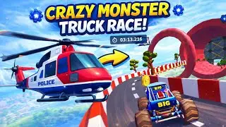 Monster Car Mega Ramp Race 🚗🔥 Epic Jump & Crazy Crash Fun With Helicopter Scene 