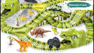 Dinosaurs flexible toy track racing car with dinosaur model - Children Toys