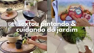 Vlog rotina, pintura em tecido, fazendo mudinhas de plantas #donadecasa #donadecasablogueira #asmr 