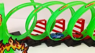 Epic Hot Wheels Type Car Loop Track Race! Double Car Challenge Through 9 Loops