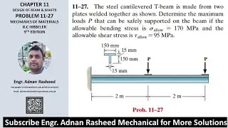 11-27 Determine maximum loads P that can be safely supported on beam | Mech of Materials Rc Hibbeler