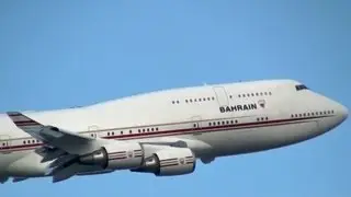 Departure Bahrain Royal Flight A9C-HMK Boeing 747-4P8 Haneda Airport バーレーン王室航空