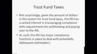 Employment Taxes & The Trust Fund Recovery Penalty