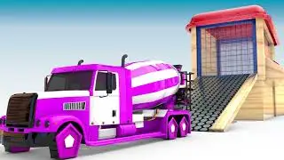Monster Sports Cars Slider Jumping Color Ball Parking Track | Cars Color changing with Soccer Balls