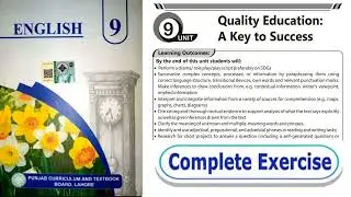 Quality Education A Key to Success || Complete Exercise || English Class 9 Chapter - 9