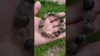 13mm Beads Rare Lodolite Phantom Calcite Manifestation Beaded Quartz Bracelet on a Stretchy Cord