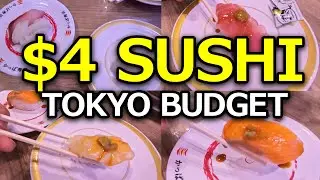 $4 Sushi Challenge! 🍣 Trying Maguro, Hamachi & Engawa on a Budget in Tokyo 🇯🇵