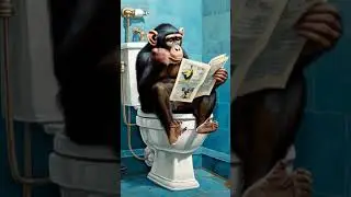 Monkey reading newspaper in the toilet 😂 #cartoon #shortsfeed #monkey #toilet #ytshorts #kidsvideo