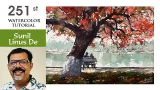 Watercolor Skills  with Red Flower Tree Inspiration |  botanical art tutorials