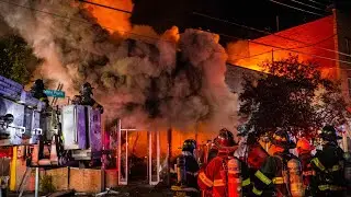 **HEAVY FIRE** Bronx Taxpayer Fire Rips Throughout Huge Bike Shop [ Bronx 4th Alarm Box 4841 ]