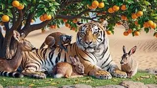 The tiger saved the orange plant from drying up by watering it 😭 #ai​ #tree​ #save​ #watering​