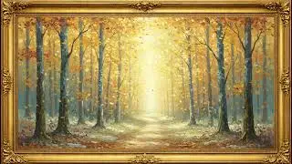 Golden Winter Forest Glow ❄️✨ | Magical Birch Trees | 4K Framed TV Art Screensaver