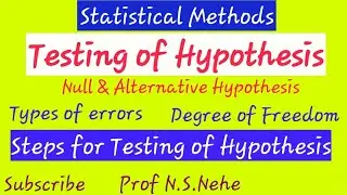 Testing of hypothesis, types of error, steps for testing of hypothesis