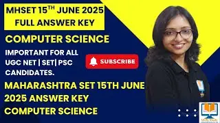 MH SET 2025 Answer Key Computer Science| Maharashtra SET 15th JUNE 2025 Answer KEY Computer Science