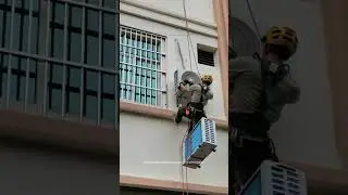High-Rise Apartment Air Conditioner Installing Process- Wisdom Tips Tools Machine Easyway Easywork !
