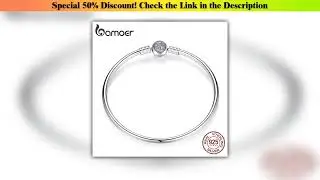 Get BAMOER 925 Sterling Silver Pink Heart Bangle & Bracelet Pave Setting CZ Snake Chain for Women P