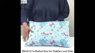 Blue Butterfly - Toddler Pillow with 100% Cotton Removable cover - 20 X 15 Inches | Children Pillows