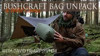 Bushcraft bag unpacking | My Forest Wild camp setup | Greenwood spoon carving | overnight camp |