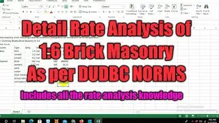 Detail Rate analysis of 1:6 brick masonry as per DUDBC NORMS