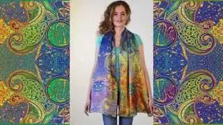 Celtic knot print scarf by Baba Studio. Inspired by the Book of Kells. Silk version.