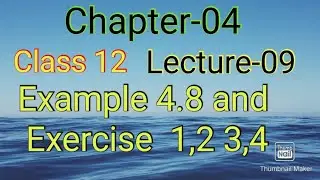 Example 4.8 and Exercise  1,2,3,4 | Class 12 |CHAPTER - 4 | Lecture 9 | ANIL NARANG