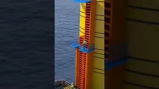 Saferway Vessel Installing Giant Yellow Wind Turbine Foundation &ndash; 🚢⚡ 3D Animation