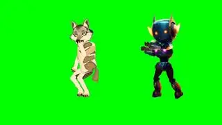 Robot and fox cartoon greenscreen|all Character |Chrome tone|Green screen cartoon |Animation cartoon