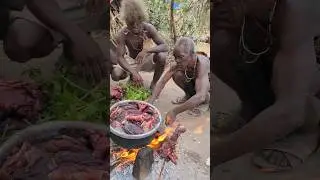 It's Cooking time hadzabe Hunt's tribe prepare their food #bushmen #traditional #culture