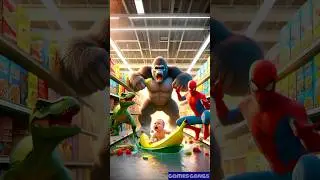 🤩Evolution of King Kong: King Kong in the supermarket with Banana adventure 🤣 #kingkong #spiderman