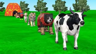Paint & Animals Mammoth,Gorilla,Lion,Duck,Cow,Panda Fountain Crossing Transformation Animal Cartoon