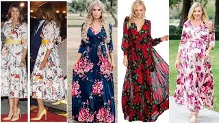 Women's long sleeve floral holiday Beach bridesmaid maxi dress sundress