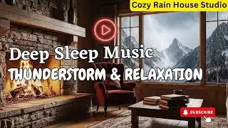 Piano Music & Fireplace sound 8 Hour | Heavy Rain and Deep Thunder Rumbles for Rest & Recovery