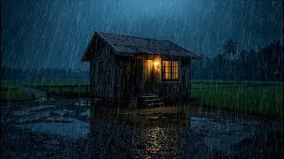 Deep Sleep Guaranteed with Heavy Rain Sounds Falling on a Quiet Cabin at Night 😴🌧️🏡