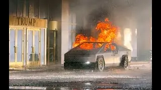 🚨 Cybertruck Explosion Rocks Las Vegas Trump Tower | Security Footage (Jan 1, 2025)