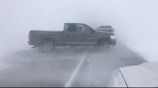 SCARY white-out conditions on highway in Manitoba