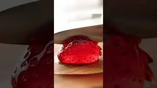 Realistic Strawberry Jelly Slicing ASMR | Satisfying Jelly Cuts with Crisp Sounds in Cozy Kitchen