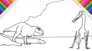 Как нарисовать тираннозавра против кетцалькоатля | Prehistoric Planet