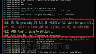 How to fix T-rex Miner GPU error - Trex : can't find nonce with device, Bad Allocation