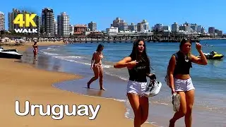 【4K】WALK 🏖  BEACH   Summer - Punta del Este  - URUGUAY
