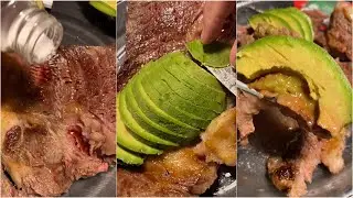 😋Exquisite Delights: Indulging in Rare Steak and Avocado !! 🥑🥩😘🥰😍#avocado #shorts #steak