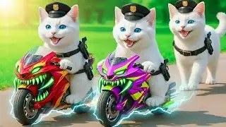 Kittens Drive a Police Car 🚓 on a Rescue Mission to Save Mama Cat from a Bully Tiger 🐯💥🐱