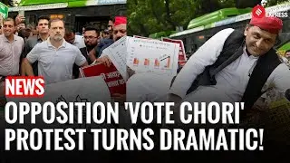 Congress Leaders Rahul Gandhi, Priyanka Detained; Akhilesh Jumps Barricade | EC 'Vote Chori' Protest