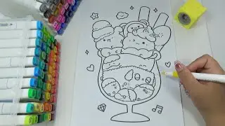 Satisfying Kawaii Ice Cream Coloring ASMR